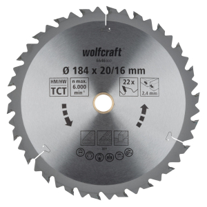 Wolfcraft 6646000 Pilový kotouč HM Z = 22, 184x2,4x16...