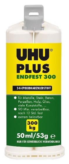 UHU PLUS endfest 300 50 ml Vysokopevnostní dvousložkové epoxidové lepidlo ve dvojkartuši