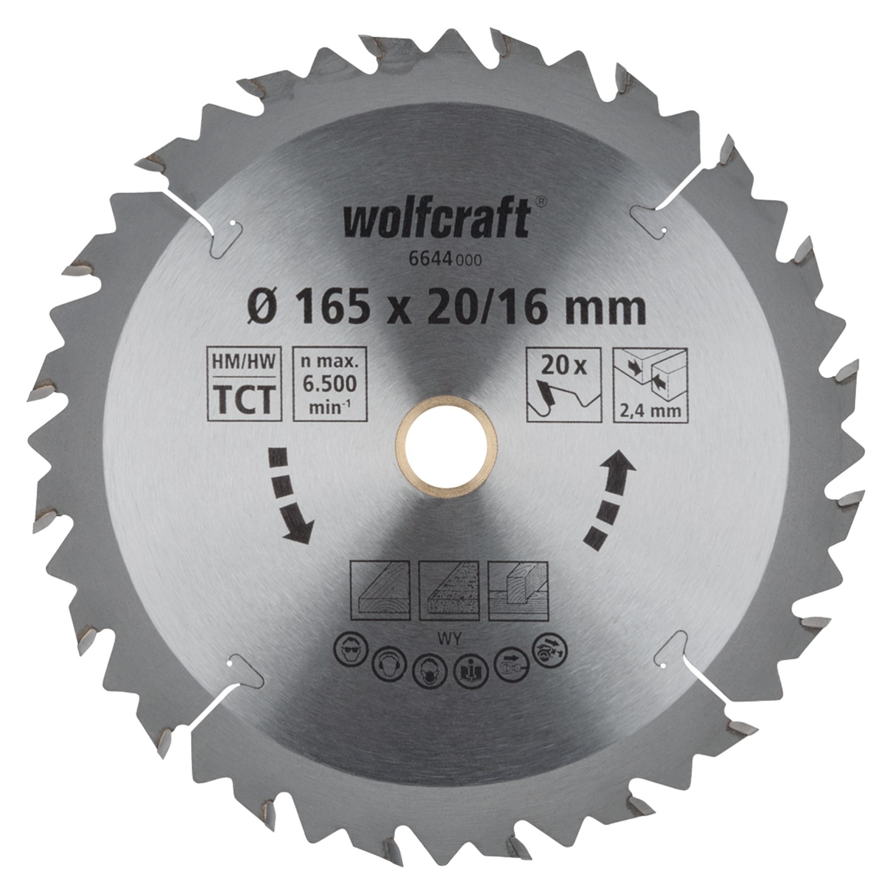 Wolfcraft 6644000 Pilový kotouč HM Z = 20, 165x2,4x16 / 20mm