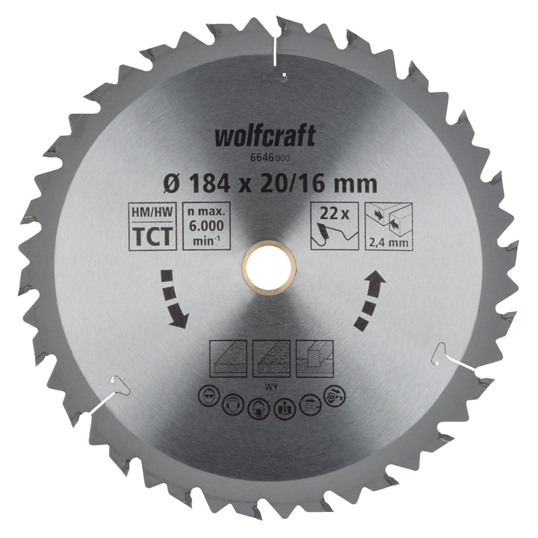 Wolfcraft 6646000 Pilový kotouč HM Z = 22, 184x2,4x16 / 20mm