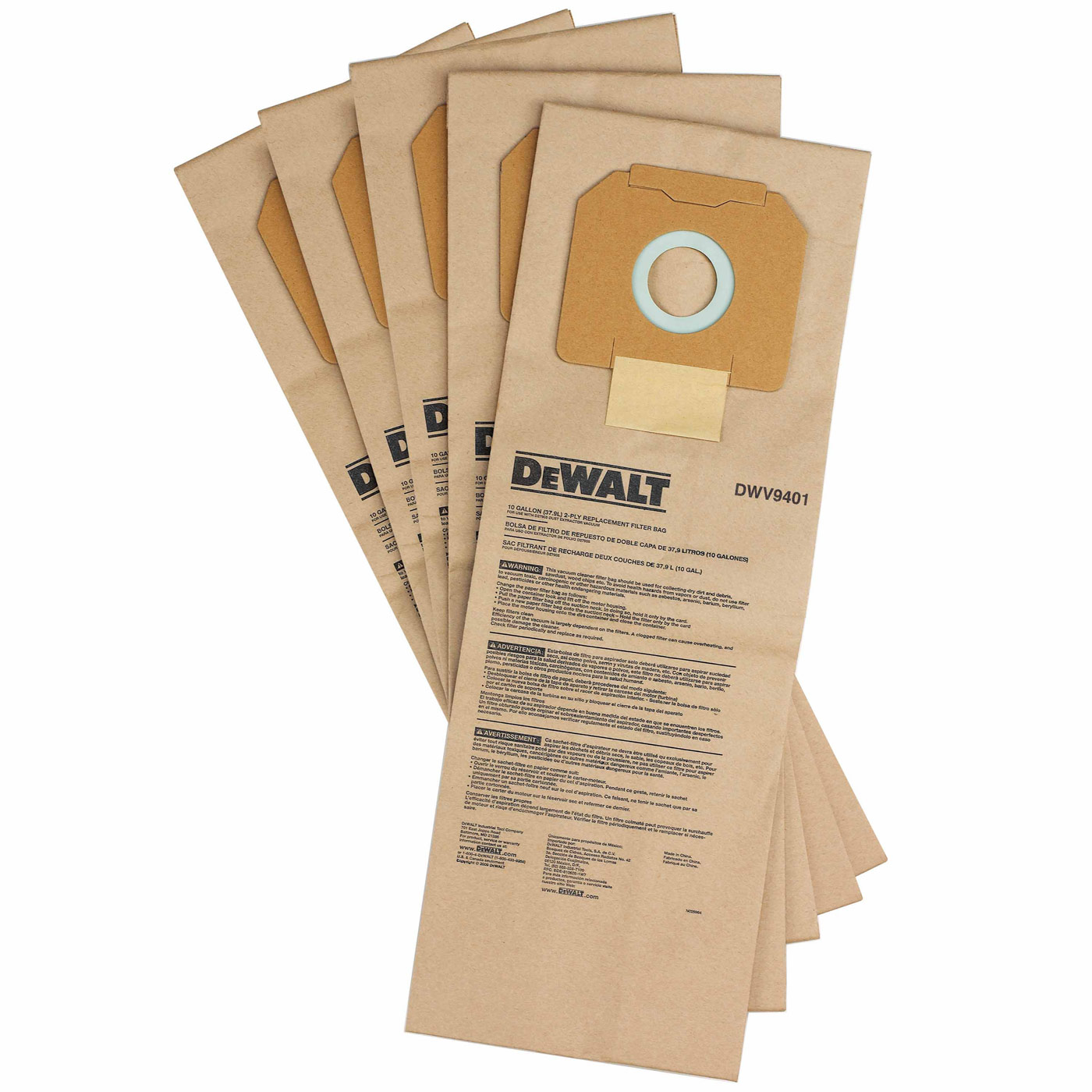 DeWalt DWV9401 Papírové sáčky, pro DWV900, DWV901, DWV902, 5 ks