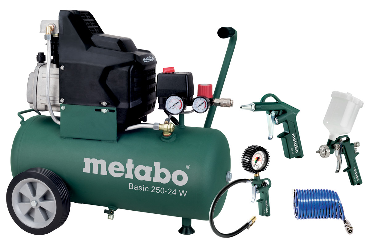 METABO Basic 250-24 W + LPZ 4 Set Kompresor olejový + sada pneumatického příslušenství