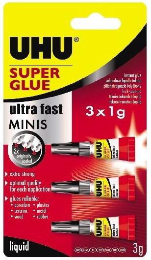 UHU Super Glue 3 x 1 g kvalitní tekuté vteřinové lepidlo v praktickém balení 3 x 1g