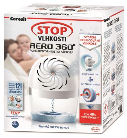 HENKEL Ceresit Stop vlhkosti AERO 360° - bílý 450g pohlcovač vlhkosti, odvlhčovač kryt v bílém provedení