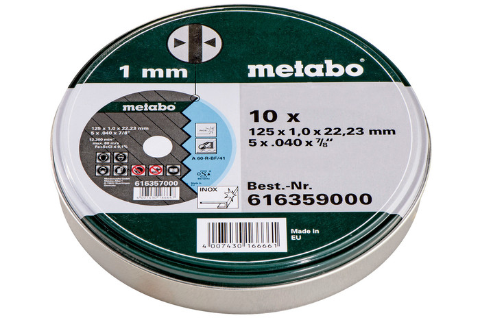 Metabo 10 ŘEZNÝCH KOTOUČŮ "SP" 125X1,0X22,23 INOX, TF 41 616359000