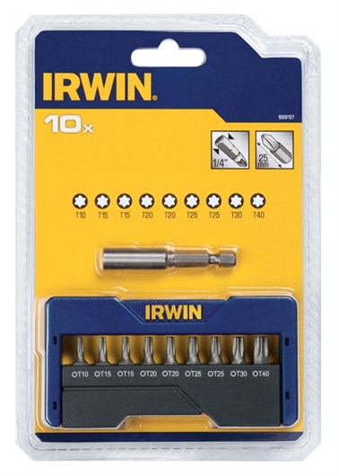 IRWIN kapesní sada 10 ks (PH2-PZ2-T20), nástrčné bity: 4 x PZ2 / 4 x PH2 / T20 + magnetický adaptér 1868198
