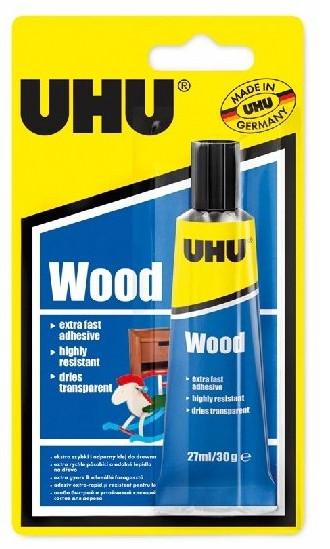 UHU Wood 250 g Rychleschnoucí lepidlo na dřevo s vysokou pevností pro venkovní použití (D3)