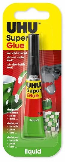 UHU Super Glue 3 g Vysoce kvalitní tekuté kyanoakrylátové lepidlo