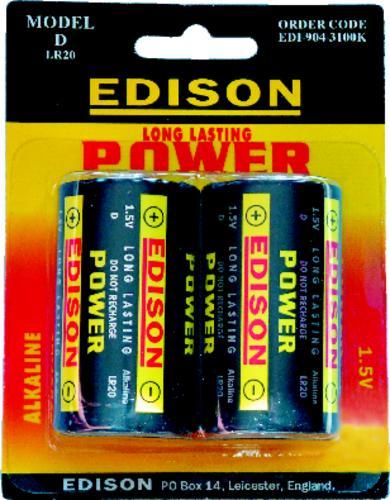 EDISON Baterie alkalické D 1,5 V / 2 ks