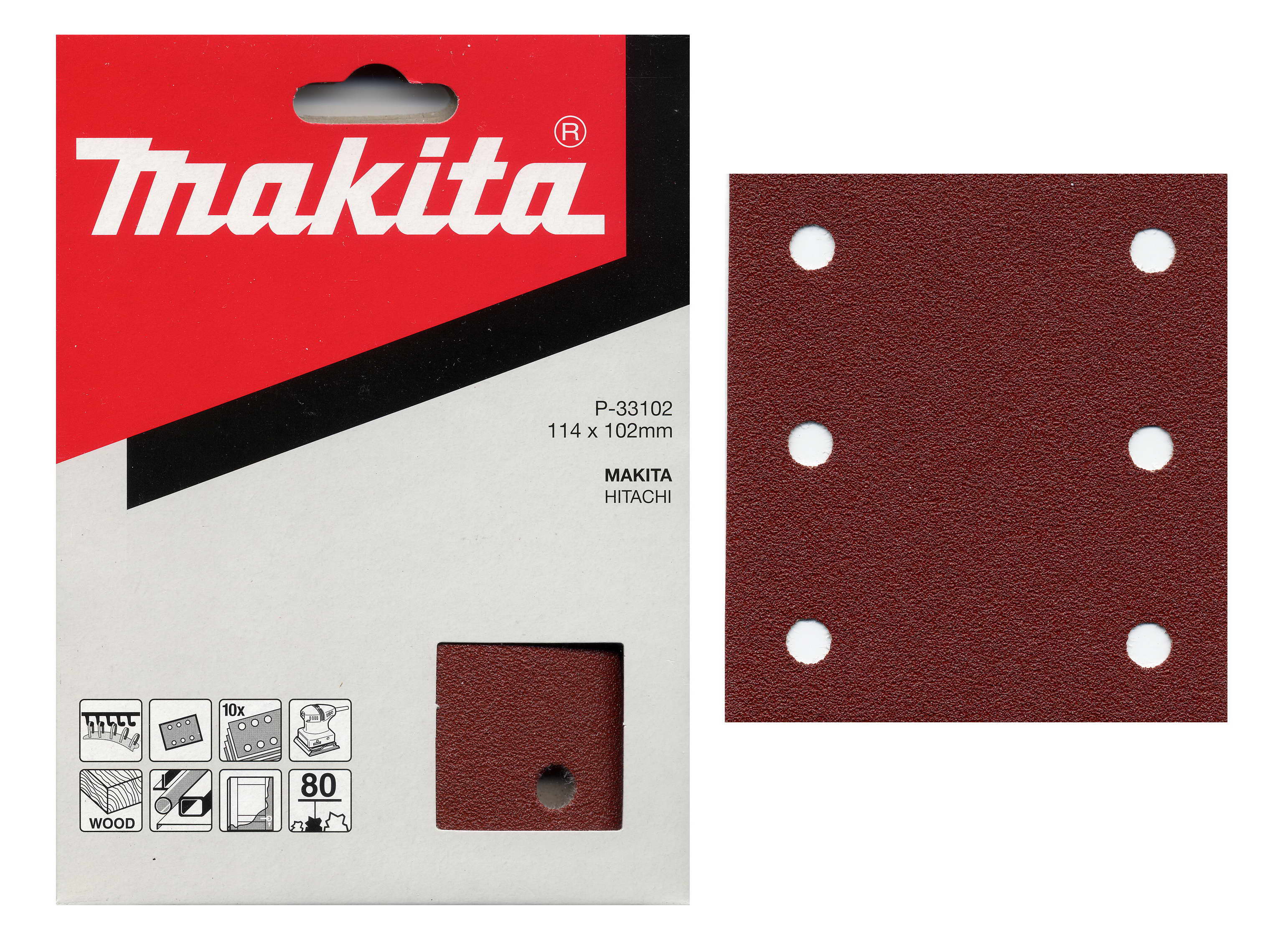Makita P-33102 brusný papír 114x102K80,= old P-01498
