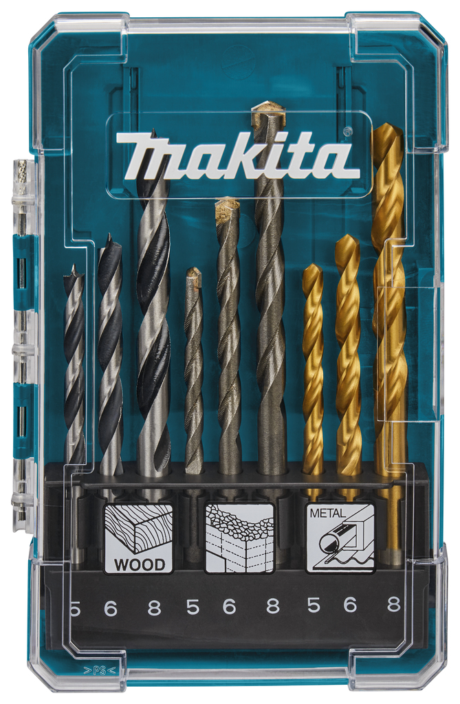 Makita D-71962 sada vrtáků do kovu/dřeva/zdiva 5/6/8mm, 9ks