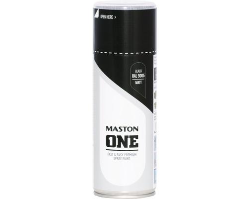 Maston Spraypaint ONE - Matt black RAL9005 400ml vysoce kvalitní univerzální barevný sprej