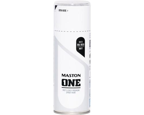 Maston Spraypaint ONE - Matt white RAL9010 400ml vysoce kvalitní univerzální barevný sprej