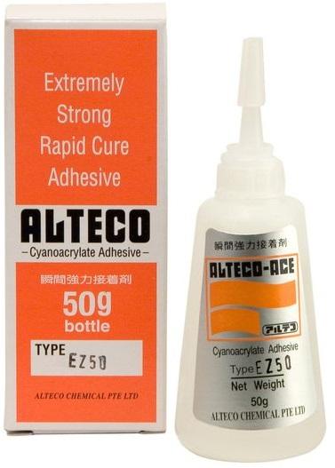 Alteco EZ50 50g speciální průmyslové vteřinové lepidlo pro lepení gumy, kovů a různých plastů