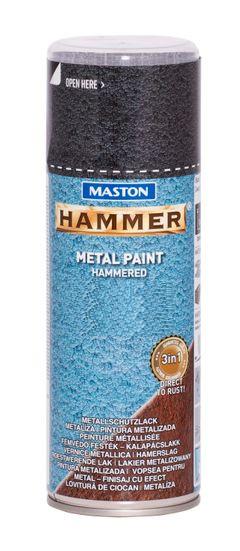 Maston Spraypaint Hammer hammered Black 400ml nátěr na rezavé i nové kovové povrchy ve spreji