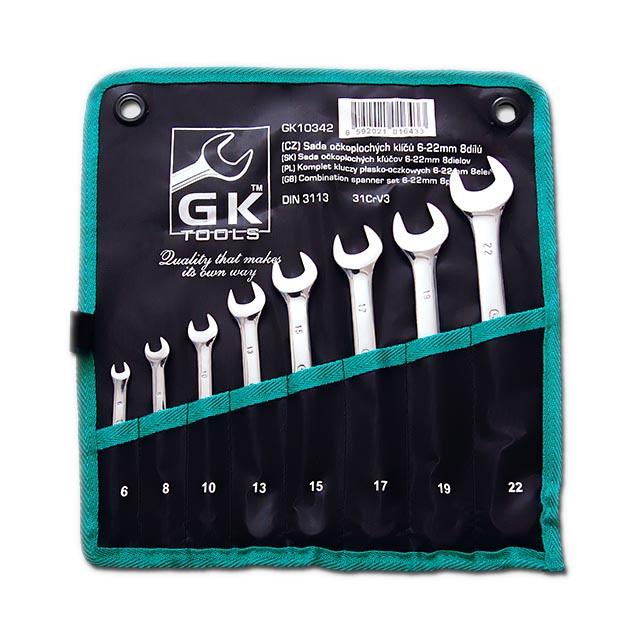 GK TOOLS GK10342 Sada klíčů očkopl. 8-19mm 8dílů chrom-obal