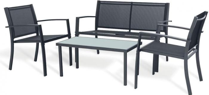 3e JYZ3002FN2 sada Palermo 4 ks černý stůl, 2 židle, 1 2místná lavice